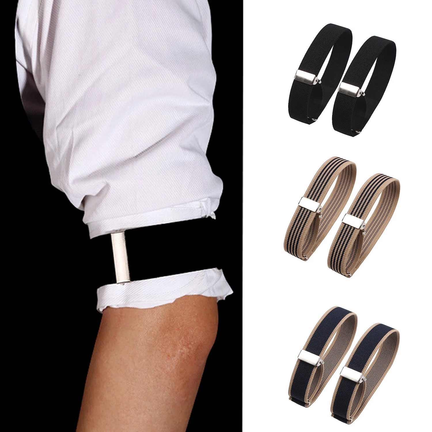 Expandable Shirt Armbands Elastic Adjustable Armband Anti-Slip Shirt Garter Sleeve Holders