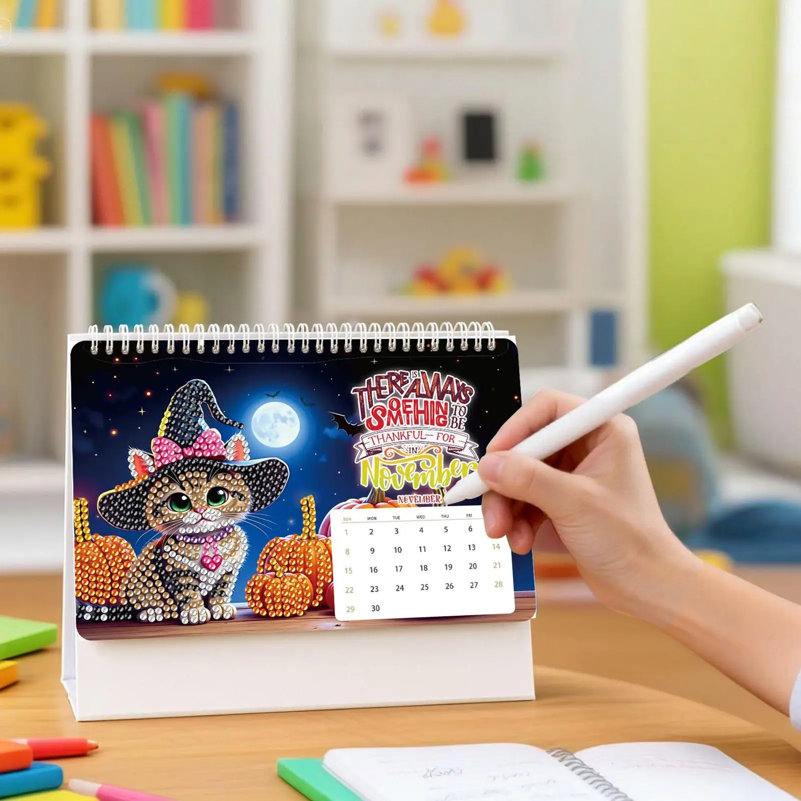 2026 Desktop Calendar Rhinestone Art Office Desk Calendar 2026 Monthly Planner Desktop Accessories For Teacher Student Classroom