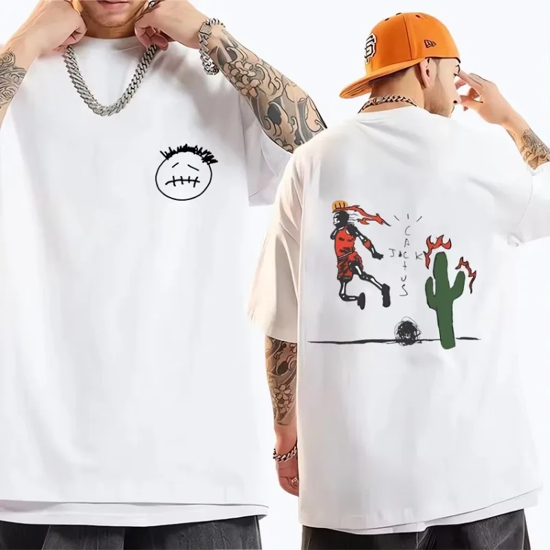 

motorcycle 2025 Cactus basketball T-shirt men's and women's Y2k casual fashion clothing cotton short-sleeved unisex T-shirt