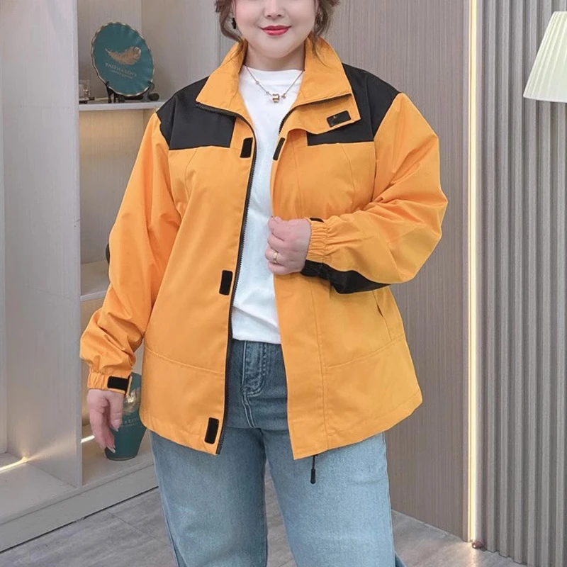 

Plus Size Women's Hooded Windproof Waterproof Jacket Slimming American Casual Outdoor Coat For Spring/Fall Adjustable Hem
