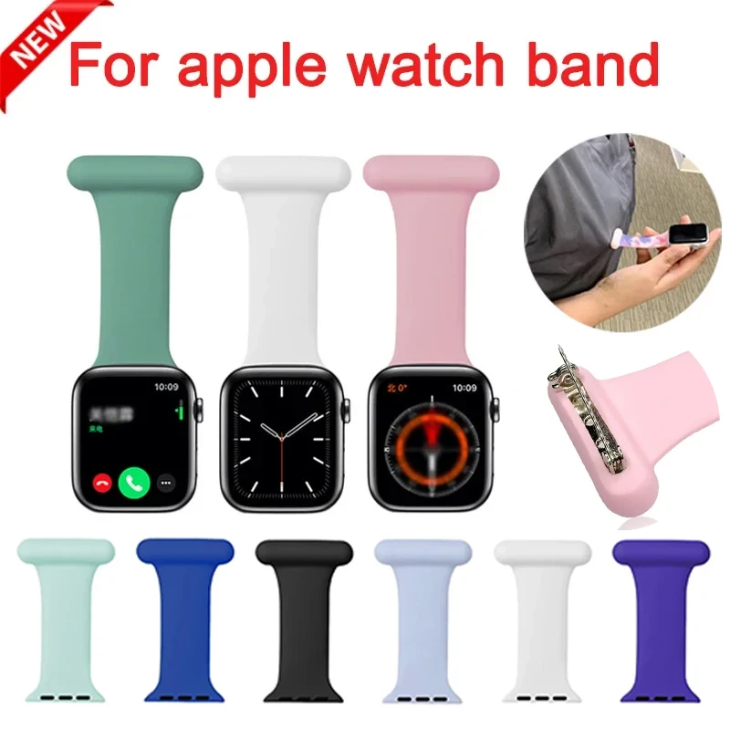 New Nurse Watch Pin Bracelet for Apple Watch Band 40mm 38mm 41mm 44/45/42 Silicone Band for Iwatch 6 4 5 6 Se 8 7 9 Accessories