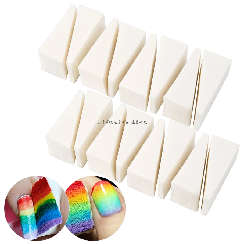 8/16/32 Pcs Soft White Triangle Nail Art Transfer Sponge Gradient Coloring Stamper Painting Image Stamp Foam Polish Gel UV Tool