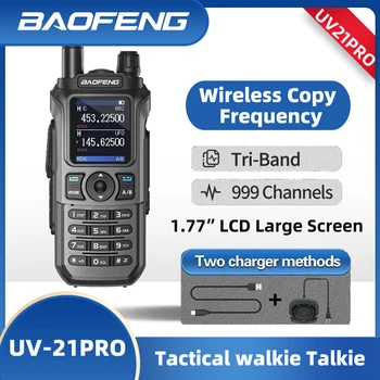 Baofeng UV 21 Pro Wireless Copy Frequency Walkie Talkie 16KM Long Range Waterproof Flashlight Type-C Charging Ham Radio UV 5R