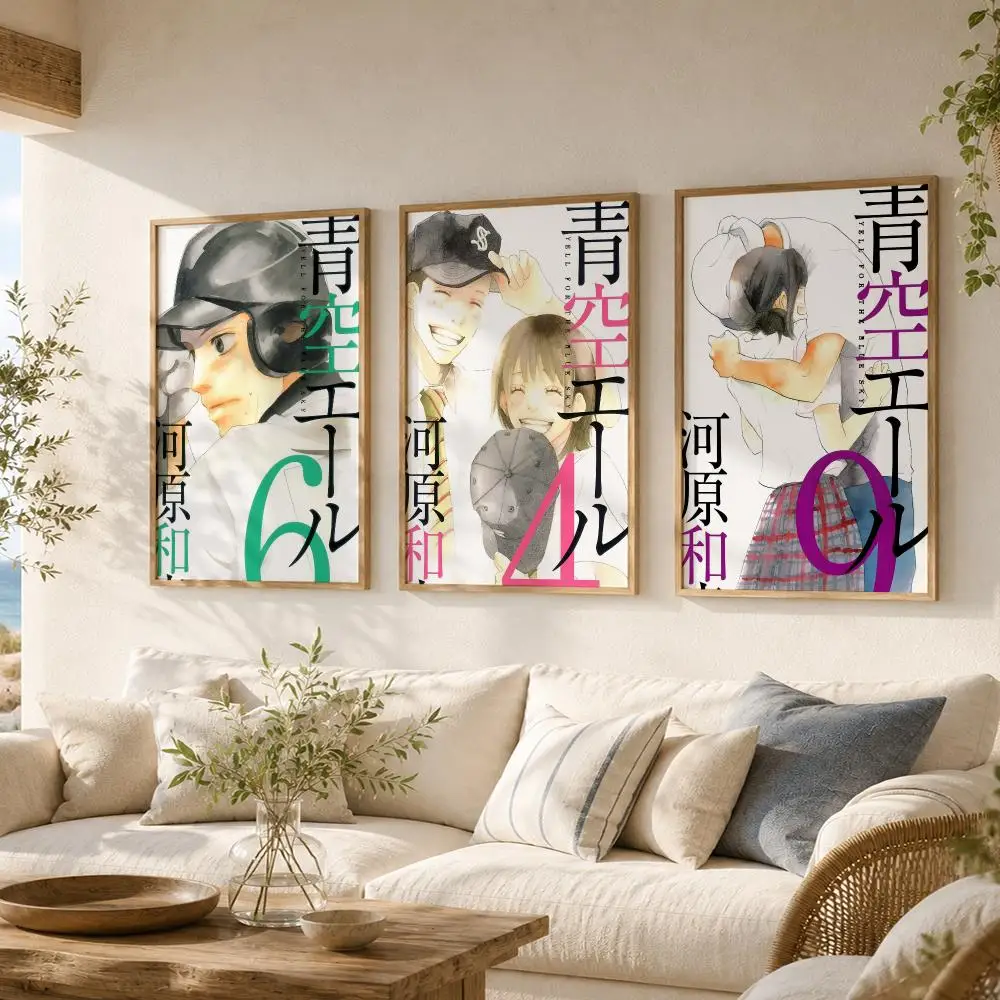 A-Aozora Yell Comics Poster Self Adhesive Wall Stickers Wall Art Decor Mural Painting Decals for Living Room Office Home