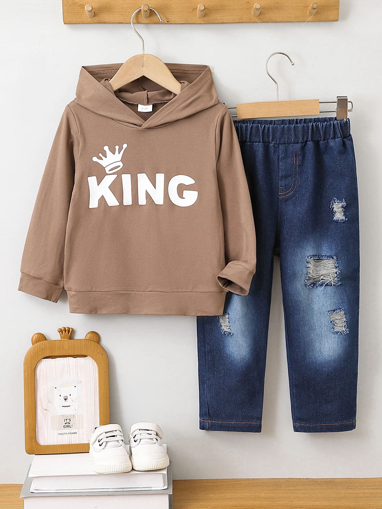 

Children's Printed T Shirt, 1 Set, Pockets, Casual, Ketting, Ketting