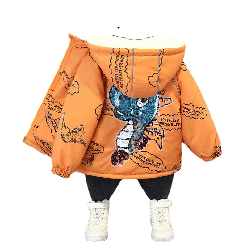 Winter Clothes Baby Boys Clothing Boy Outerwear Plush Down Jacket Child Cotton Jacket Baseball Jacket Child Coat Long Padding