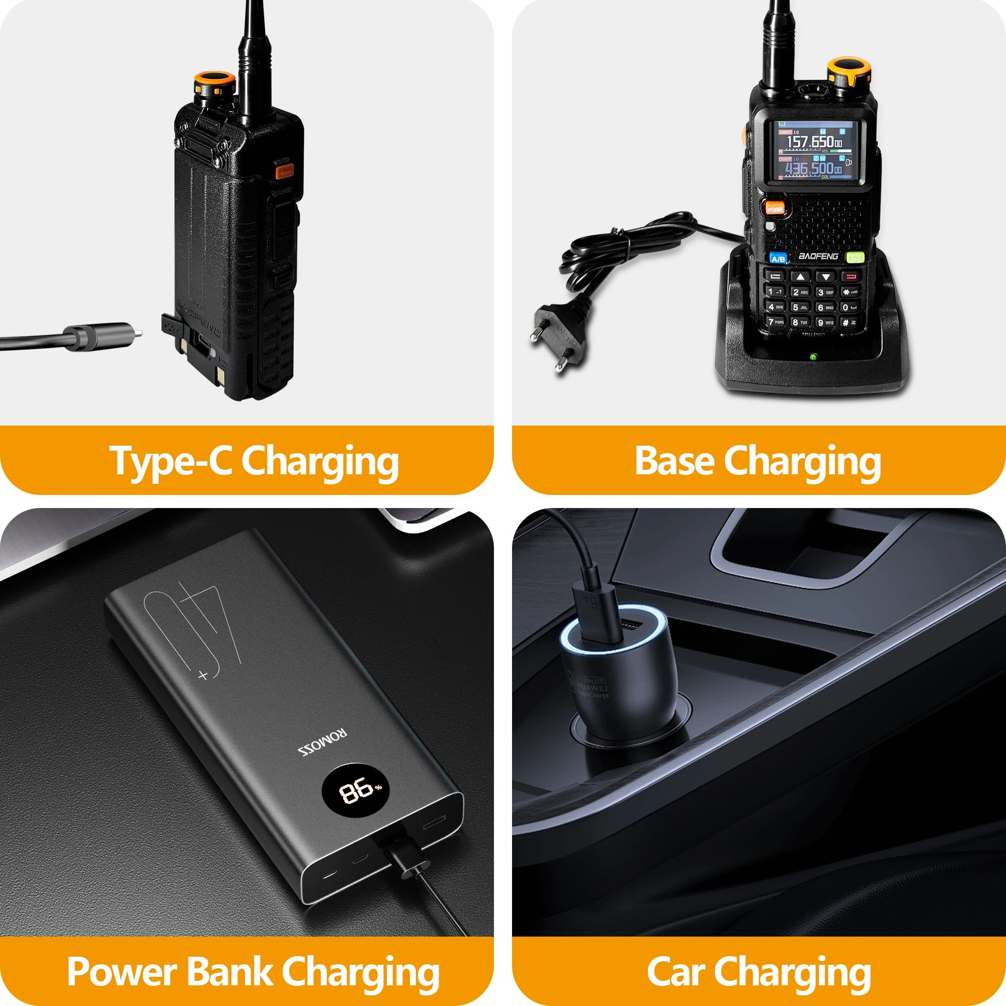 Baofeng UV-5RH Pro نظام تحديد المواقع لاسلكي تخاطب 10 واط قدرة عالية نوع-C شاحن السقوط إنذار NOAA قناة الطقس 640CH ترقية UV-5RM