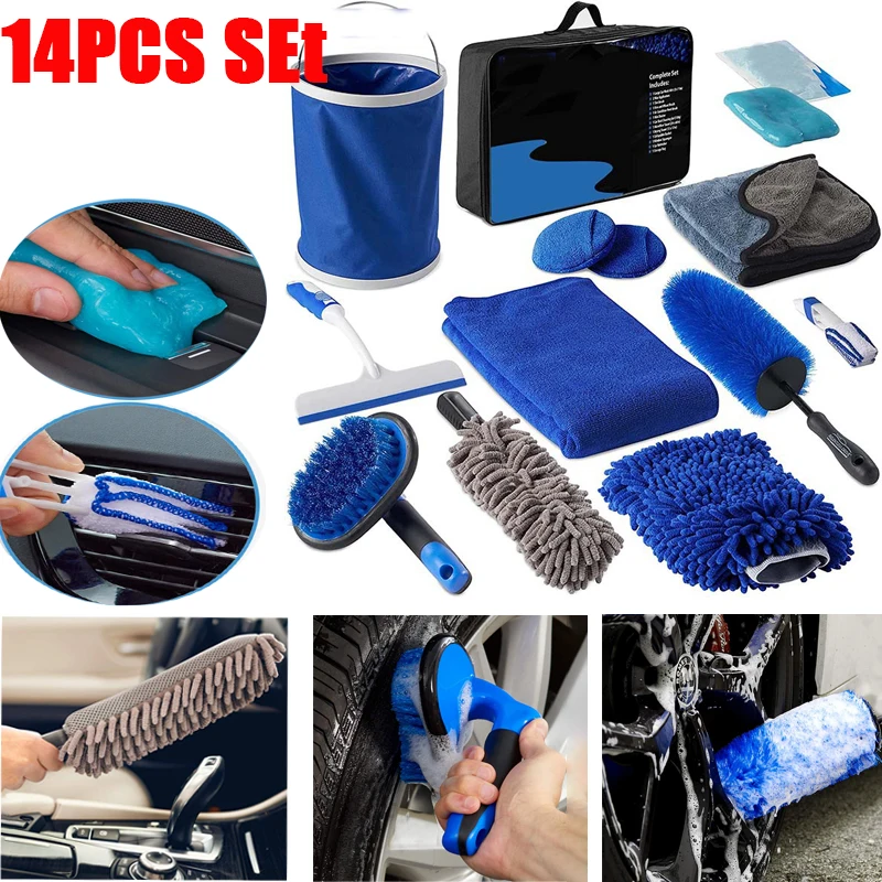 

14 PCS Car Washing Tool Detailing Brush Set Multifunctional Car Cleaning Brushes Auto Air Vents Rim Clean Dirt Dust Remove Tools