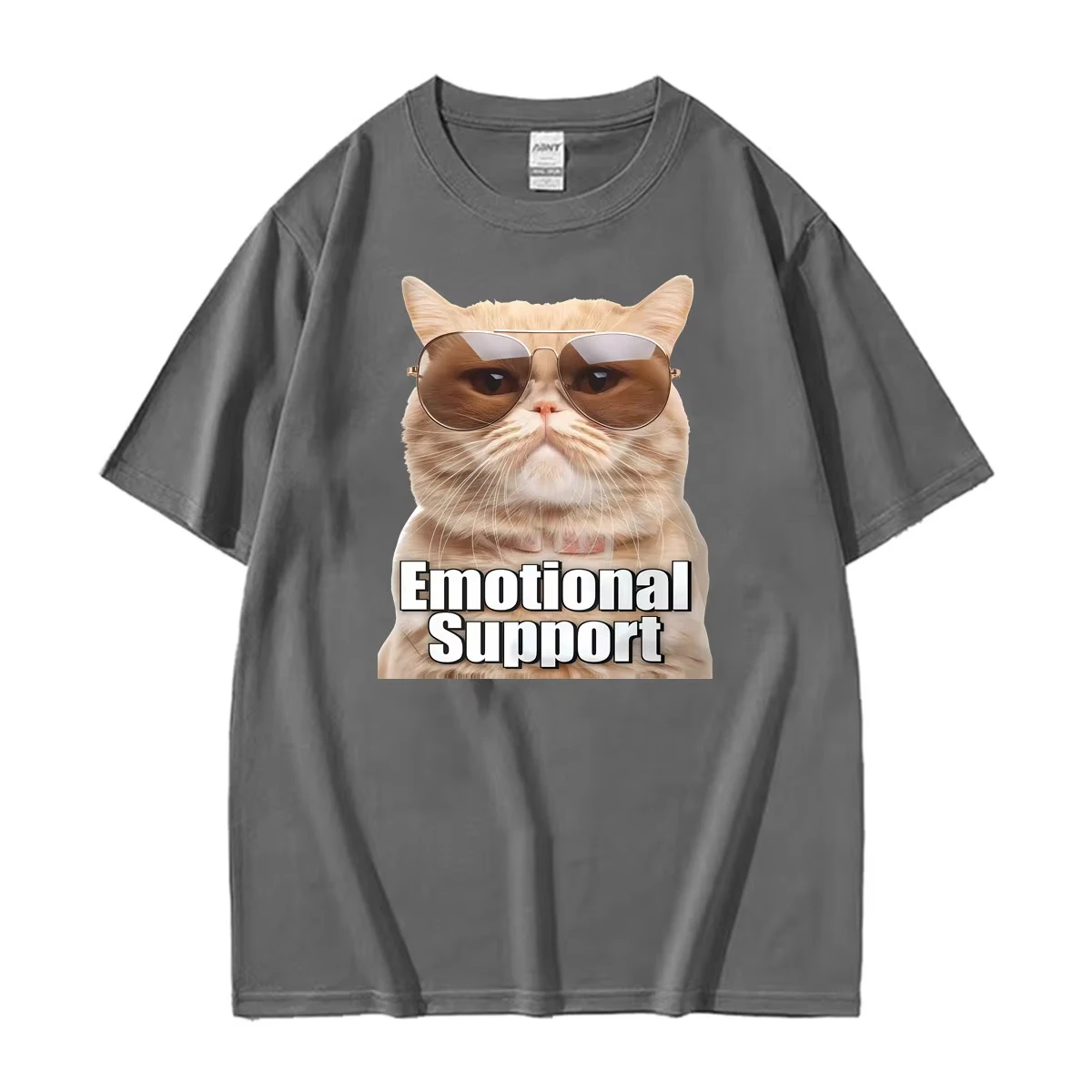 Funny Cat Emotional SupportS Cool with Sunglasses Tee Shirt Men Women Fashion Oversized T Shirt Cotton Casual T-shirt Streetwear