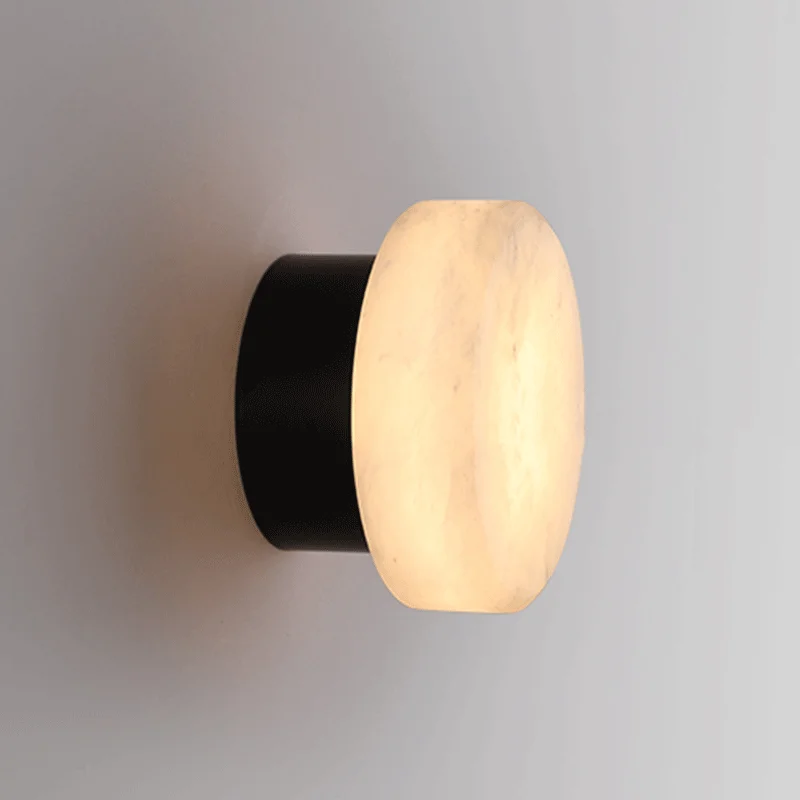 Nordic Modern LED Room Light Luxury Spain Natural Marble Round Wall Lamp Living Room Bedroom Passage Corridor High-end Fixture