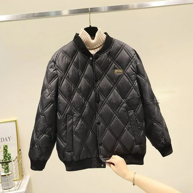 

In 2023 The New Winter Eiderdown Cotton-padded Jacket Is Light and Thin Short and Casual Fashionable and Rhombic Baseball Jacket