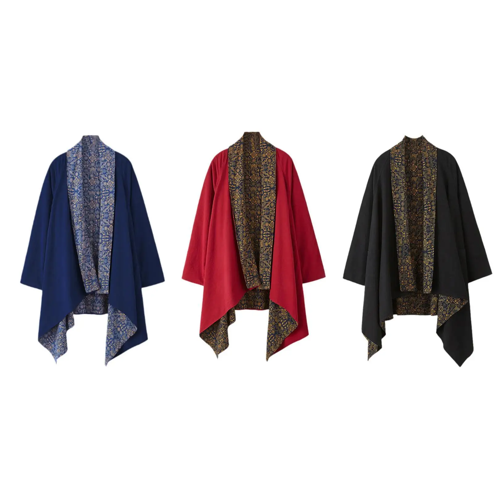 Men's Cardigan for Men Women Loose Fashion High Low Hem Drape Cape Overcoat