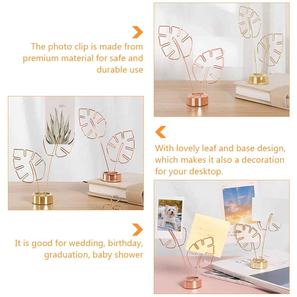 2pcs Card Holder Stand Leaf Design Table Number Clip For Wedding Party Memo Clamp Desktop Organizer Photo Clip For Home