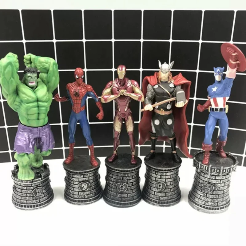 Caja Sorpresa de Figuras de Acción de Los Vengadores: Iron Man, Spider-Man, Hulk, con Base y Sello, Adornos de Escritorio, Regalo Sorpresa para Fans del Anime