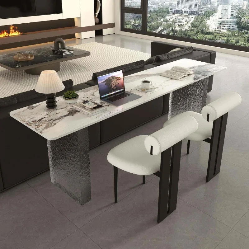 Floating office desk, sofa rear long table, office computer desk, Italian minimalist sintered stone desk, home living room