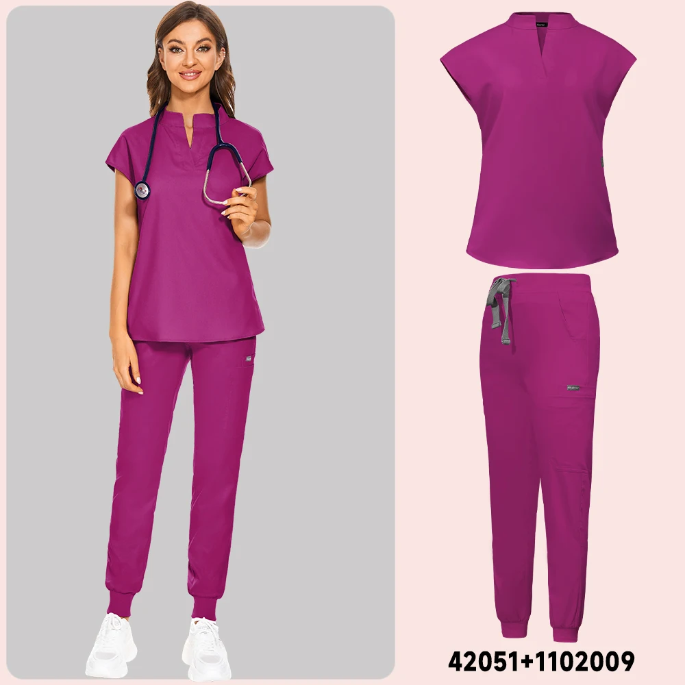 Slim Medical Uniforms Women Scrubs Sets Hospital Surgery Dental Clinic Beauty Spa Salon Lab Workwear Clothes Nurses Accessories