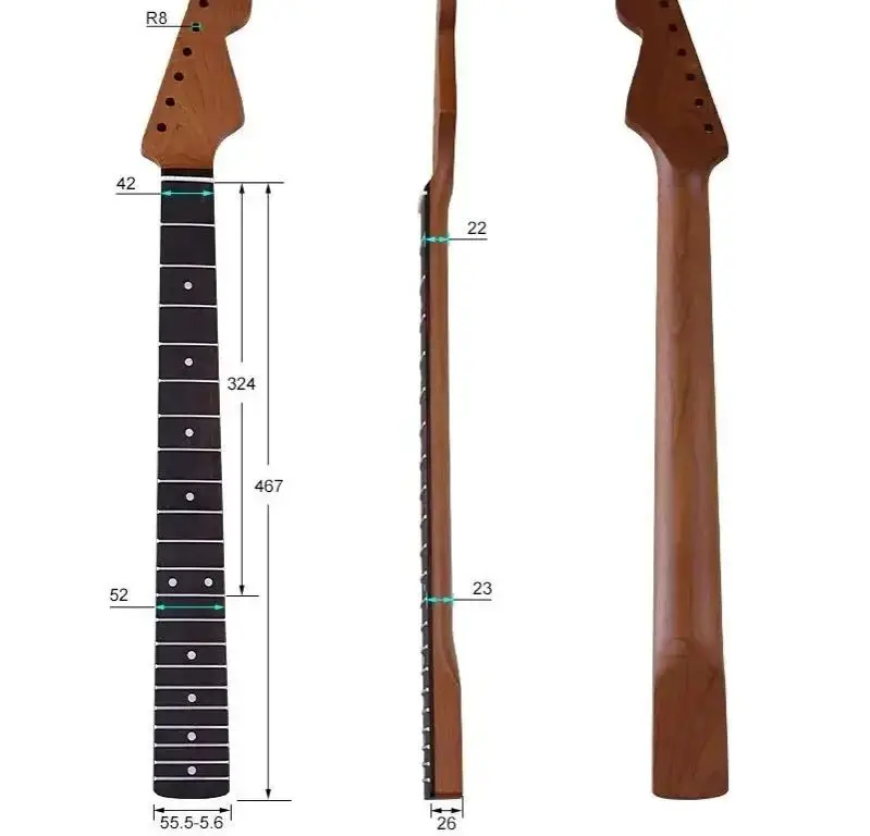 

DIY electric guitar accessory modification: 8MM hole diameter electric guitar neck, 6-string, 21-grade rosewood fingerboard, bak
