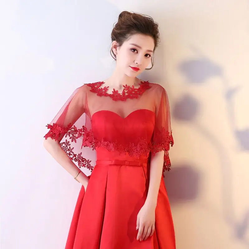 Frauen Party Braut Casual Spitze Schal Hochzeit Cape Abendkleid Cape Stil Schal Elegante Licht Sheer Gaze – Detail 6