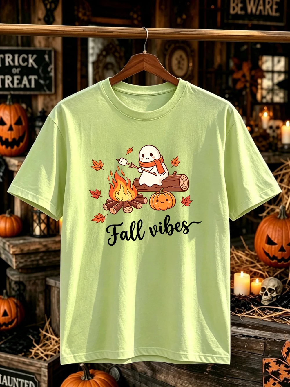 Fall Vibes Ghost Halloween Prints Men T-Shirt Cotton Summer Soft Oversized Tops O-Neck Short Sleeve T Shirt Casual Male Clothes