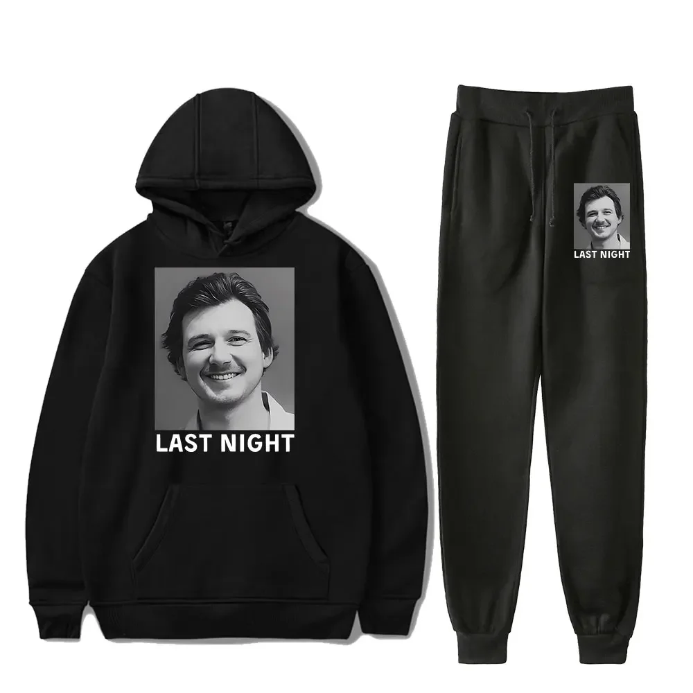 Morgan Wallen Last Night Tracksuit Sets Men Casual Hoodies Sweatshirt+Sweatpants 2 Piece Set Pullover Fashion Streetwear Clothes