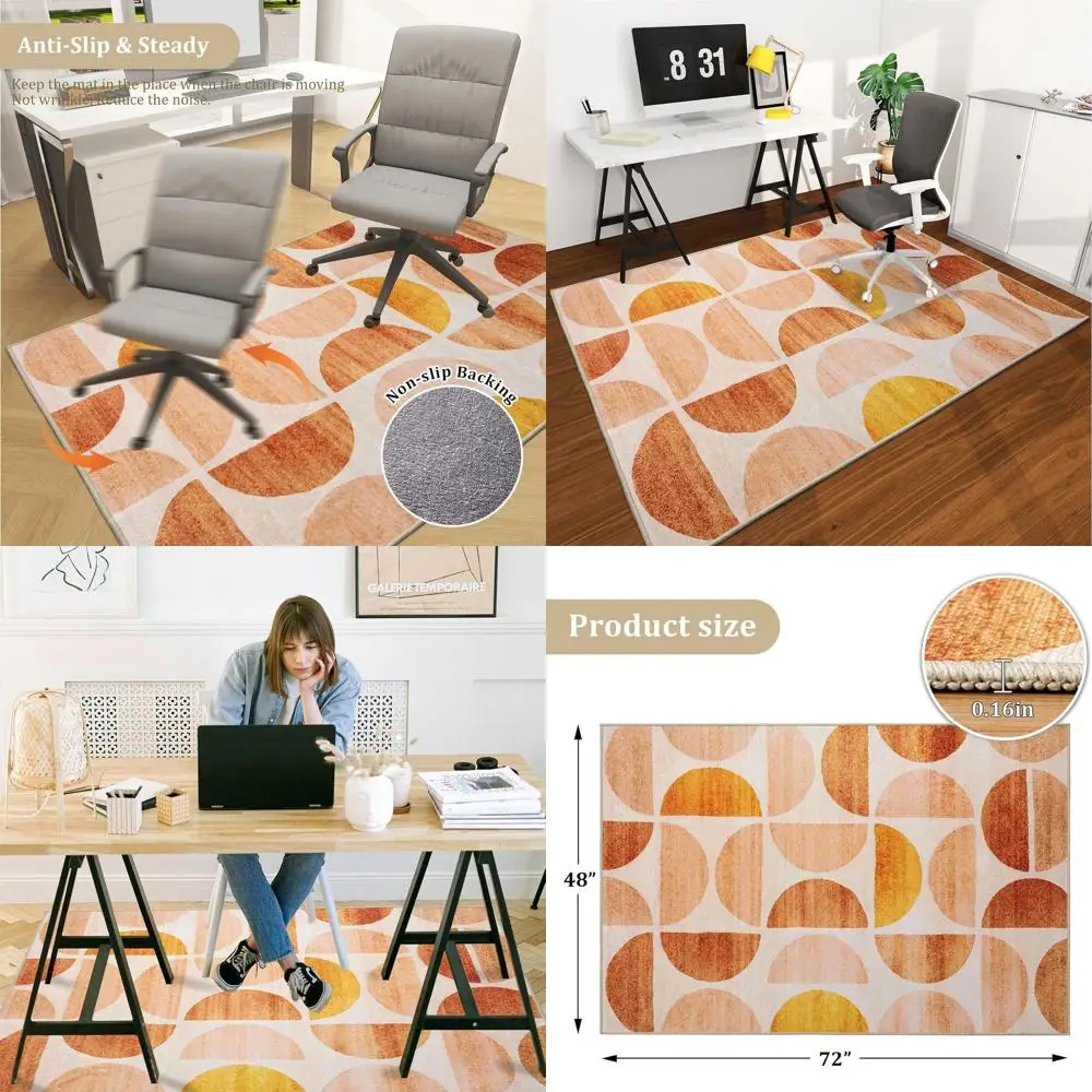 

Коврик для офисного стула из твердой древесины, 72x48, Easy Glide, защита стола, стул на колесиках, нескользящая подложка, современный дизайн, который можно стирать в машине