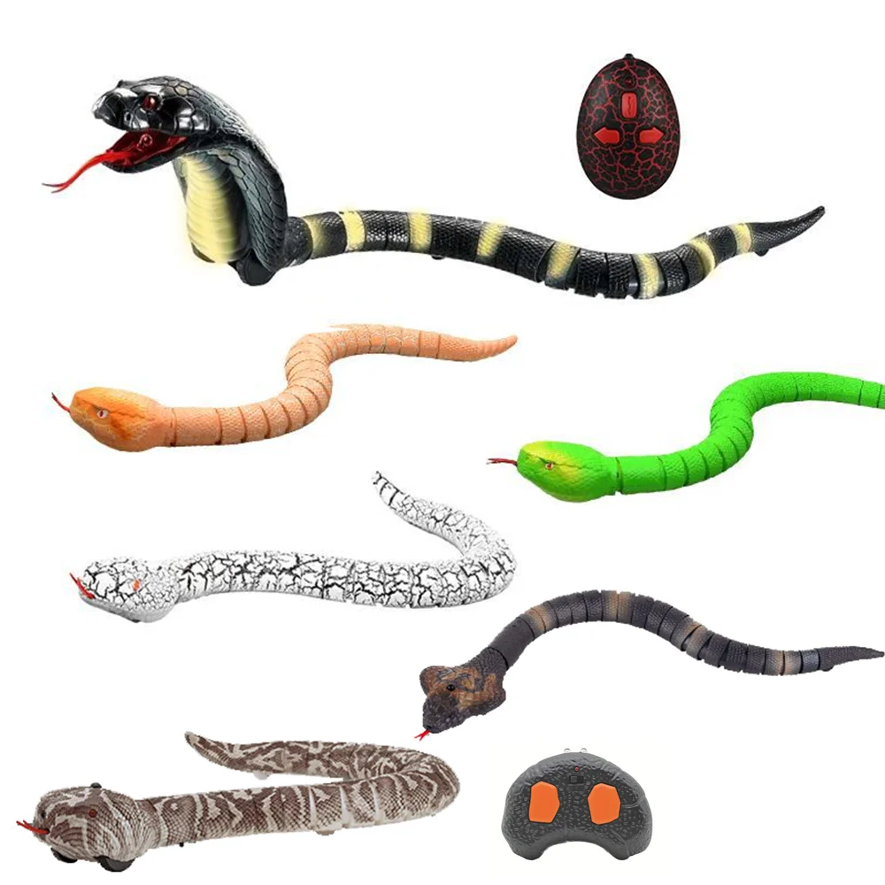 Electric RC Snake Toy Realistic Rattlesnake Cobra Prank Kids Interactive Crawling Fake Snake Cat Dog Halloween Party Gift