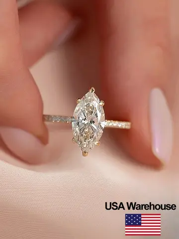 925 Sterling Silver Simple Classic 2 Carat Marquise Zircon Ring For Women Engagement Wedding Luxury High Quality Fine Jewelry