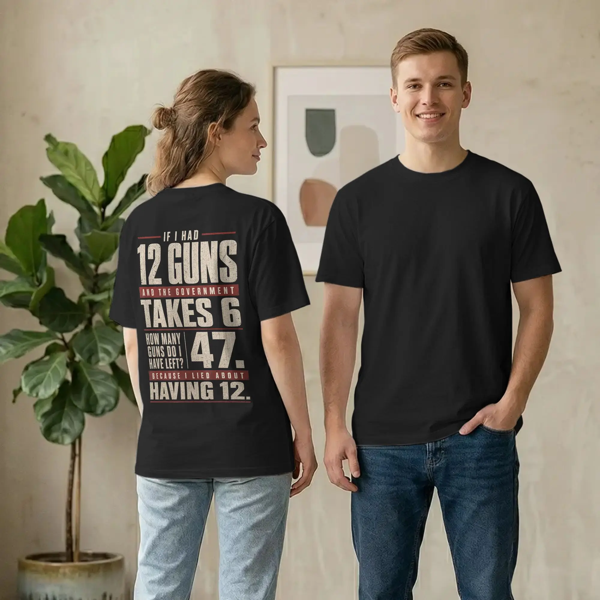 Backprint Men If I Had 12 Guns Funny Math T Shirts Second Amendment Cotton merchandise Short Sleeve Crewneck Tees Adult T-Shirts