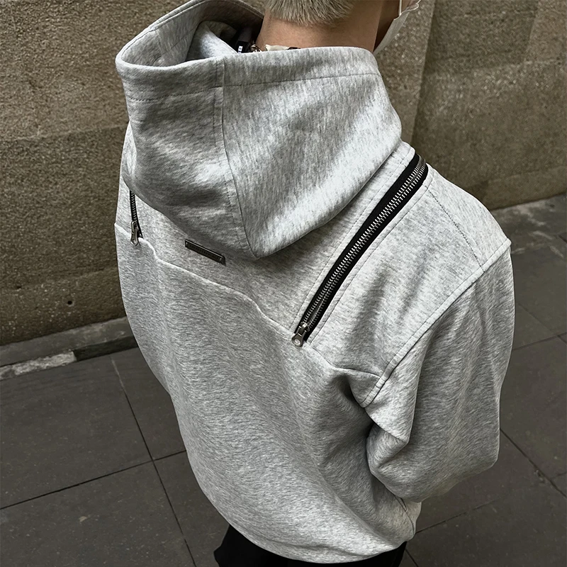 PFNW Double Zipper Niche Design Hooded Male Sweatshirt New Autumn American Pullover Men Loose Trendy Street Hip-hop Tops 28W4435