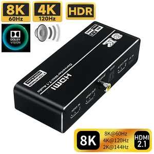 Conversor extrator de áudio HDMI 2.1 4K 120Hz Conversor de áudio HDMI 2.1 8K HDMI para HDMI Áudio + Vídeo + Áudio coaxial digital + Áudio auxiliar 10 principais vendas conversor dante de áudio - №3