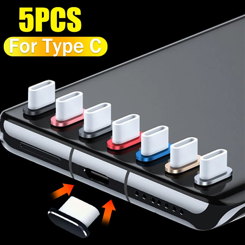 USB C Anti Dust Plugs Aluminum Alloy Type C Dust Covers Waterproof Cellphone Charging Port Protector Cap for Samsung Xiaomi