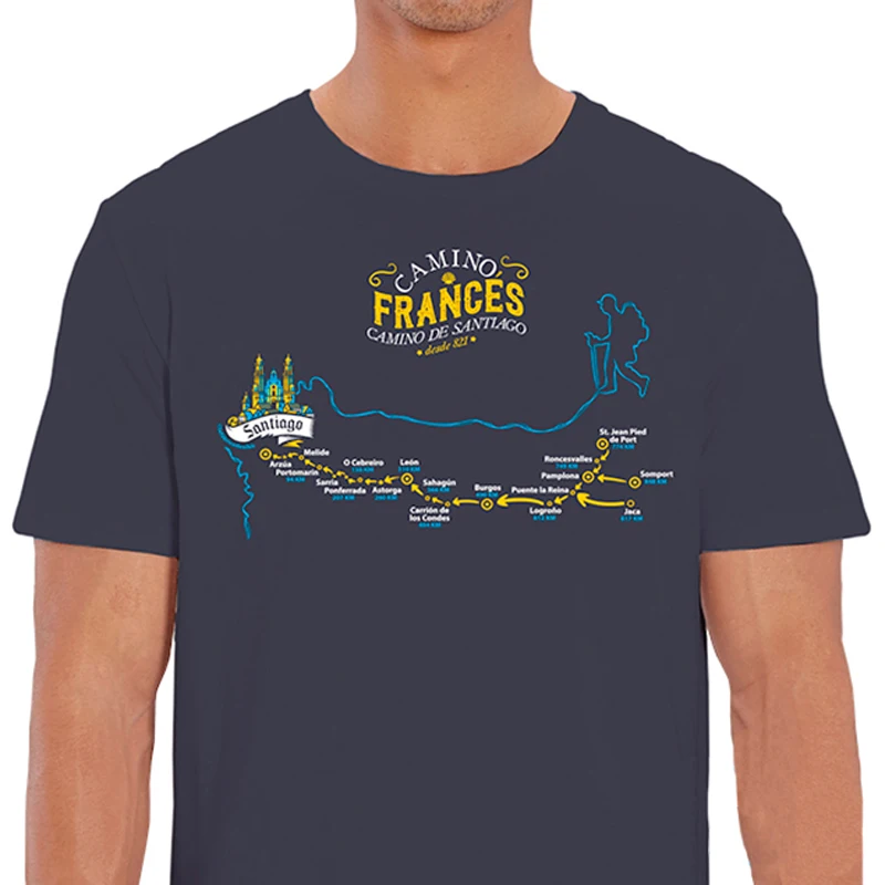 Camino Francés- Camino de Santiago T-Shirt New 100% Cotton Short Sleeve O-Neck Harajuku Casual Mens T-shirt Streetwear