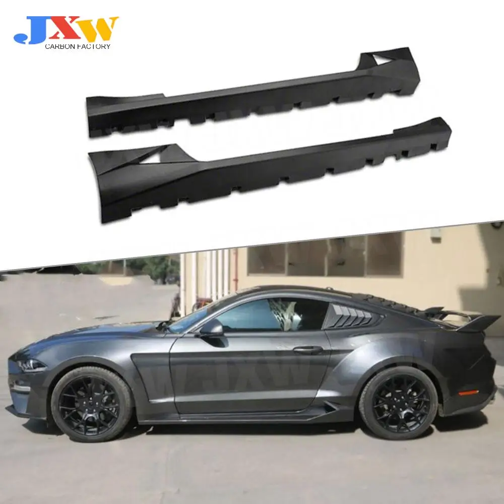 

2Pcs Carbon Fiber Car Side Skirts Body Apron Lip For Ford Mustang Coupe 2 Door 2018 - 2020 FRP / PP Material Car Side Lips