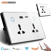 Shawader WIFI Smart Type-C PD 20W USB Wall Socket Universal Electrical Plug Outlet Power Touch Switch Remote, Alexa Google Home