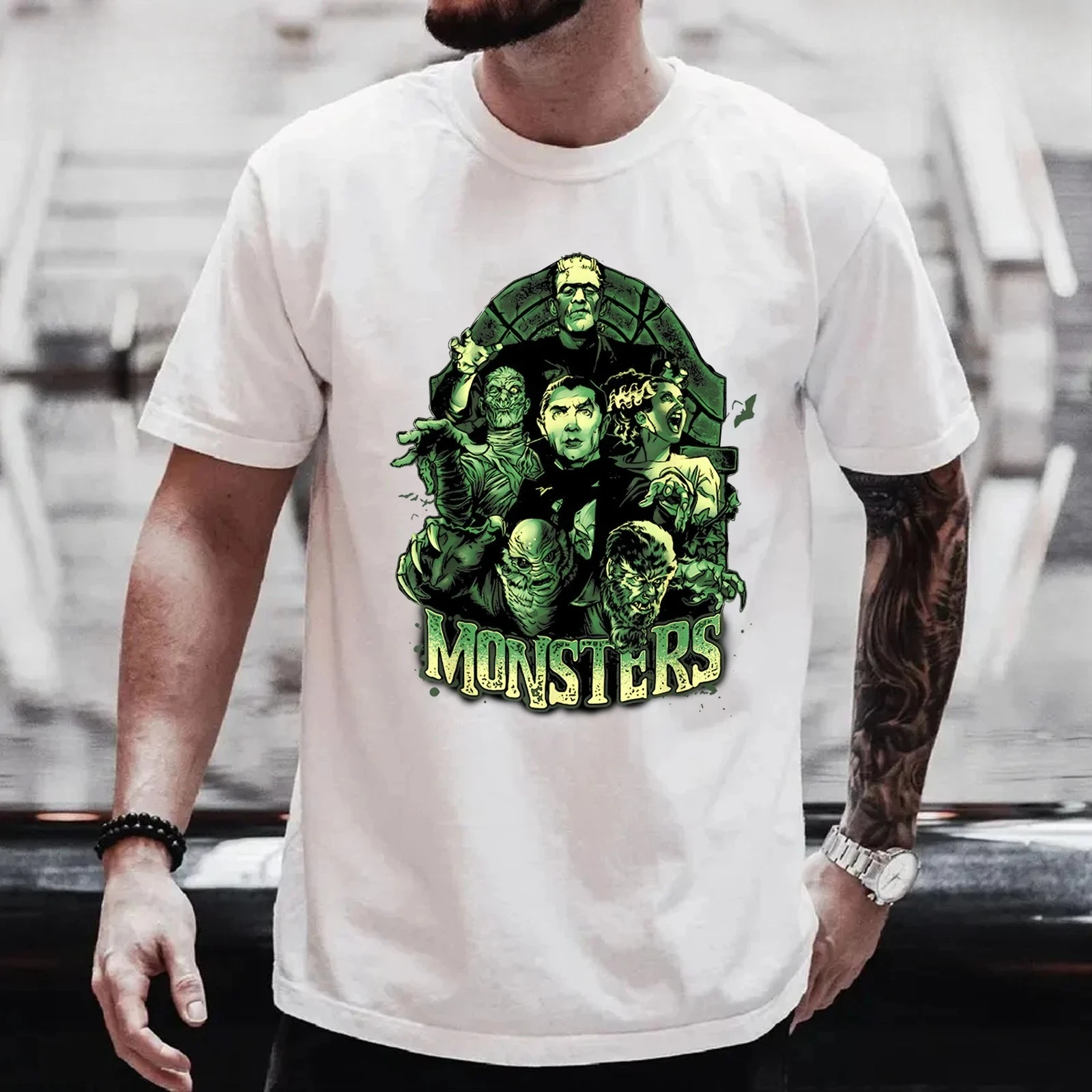 تي شيرت Monster Mash Frankenstein لعشاق أفلام الرعب - متعدد الألوان الفاخرة الراقية لكل من الرجال والنساء، قميص Y2k للصيف