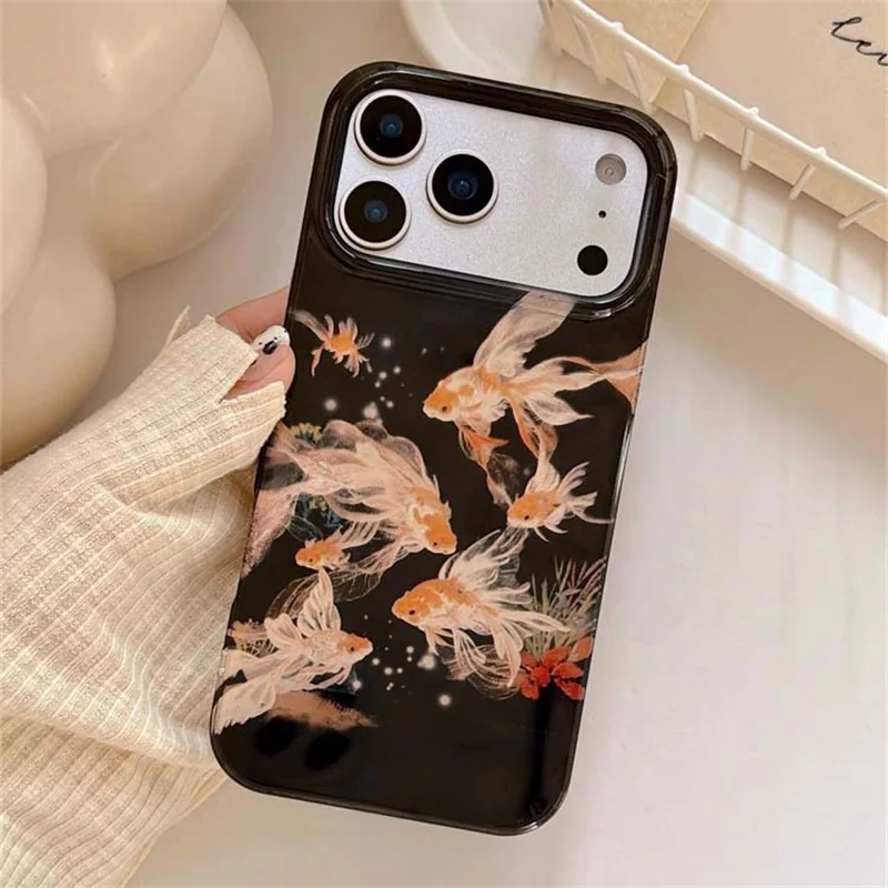 Whirlpool-Muster IND Black Bottom Lucky Koi Handyhülle für iPhone 11 12 13 14 15 16 17 18 Pro Max – Detail 5