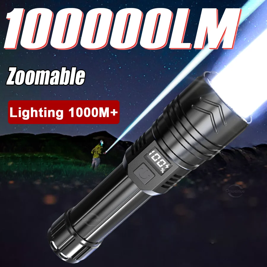 

10000LM Powerful LED Flashlight Built-in Battery 2000mAh Rechargeable Camping Fishing Lantern Super Bright LED Flashlight