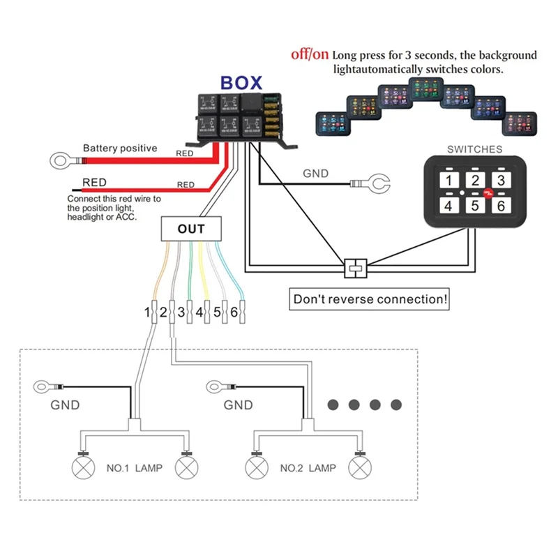A73E-para Jeep UTV caravana Compatible 12V LED Panel de interruptor de 6 entradas 600W-1200W caja de sistema de relé de Control de circuito Panel de Control táctil