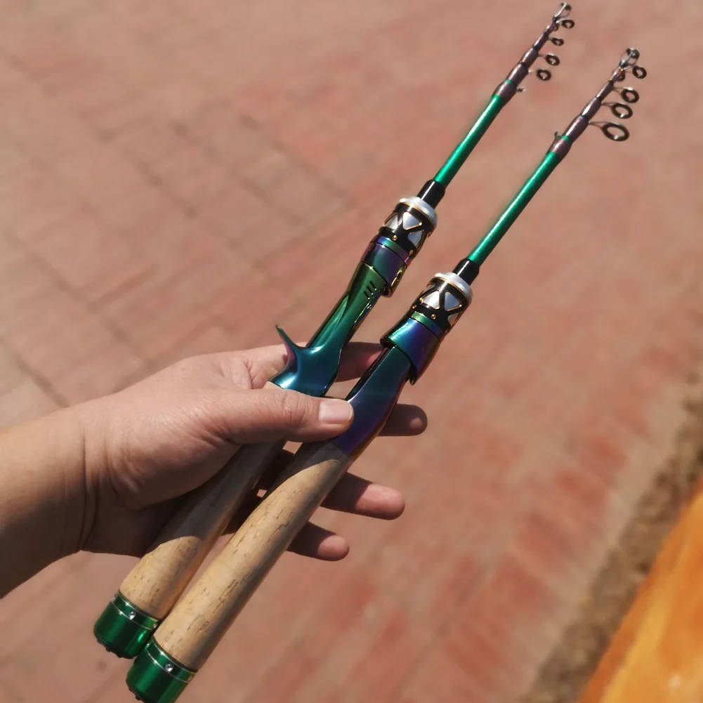 Fishing Rod Carbon 6 Sections Telescopic Hand Rod 5.5/ 5.9/ 6.5ft UL Ton Slow Speed Stream Rod, Spinning Rod/ Casting Rod