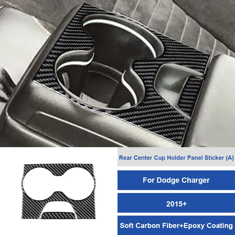 

1PCS Real Soft Carbon Fiber for Dodge Charger 2015 Interior Trim Rear Cup Holder Sticker