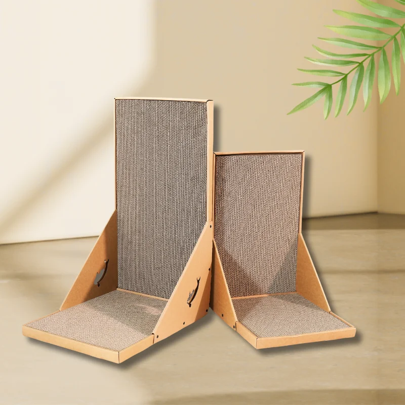 L-shaped cardboard cat scratcher main view