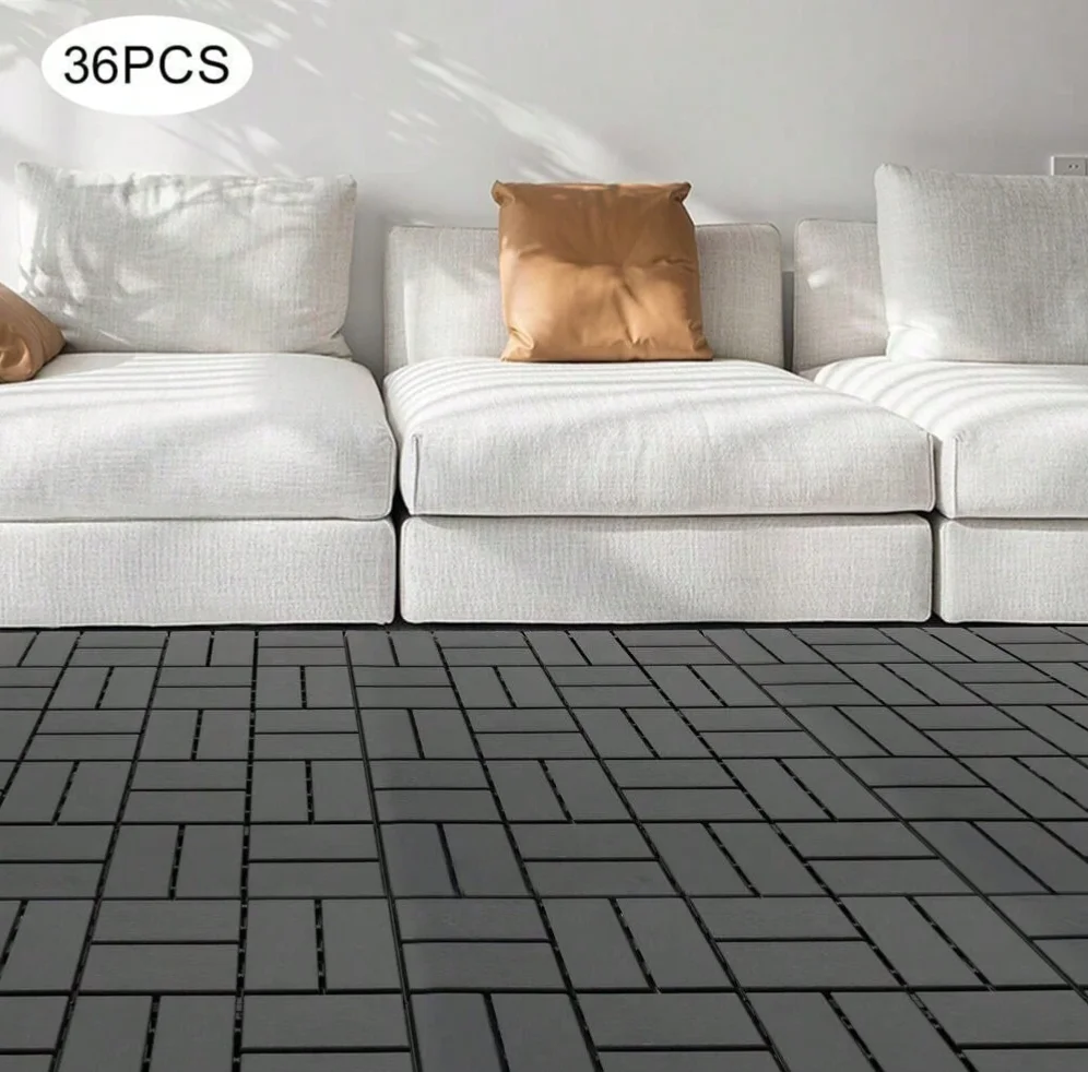 44 Pack Patio Deck Tiles, 12" x 12" Square Waterproof Outdoor All Weather Use, Plastic Interlocking Deck Tiles, Poolside Balcony