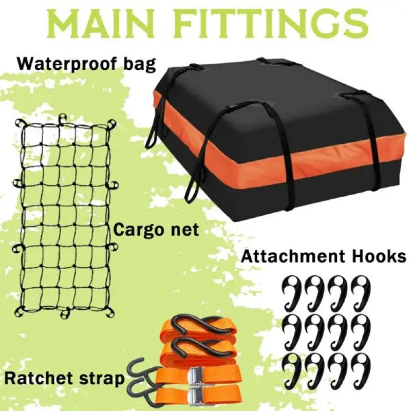 64x39 Roof Rack Cargo Basket with Waterproof Bag, Strap & Cargo Net Universal SUV Top Luggage