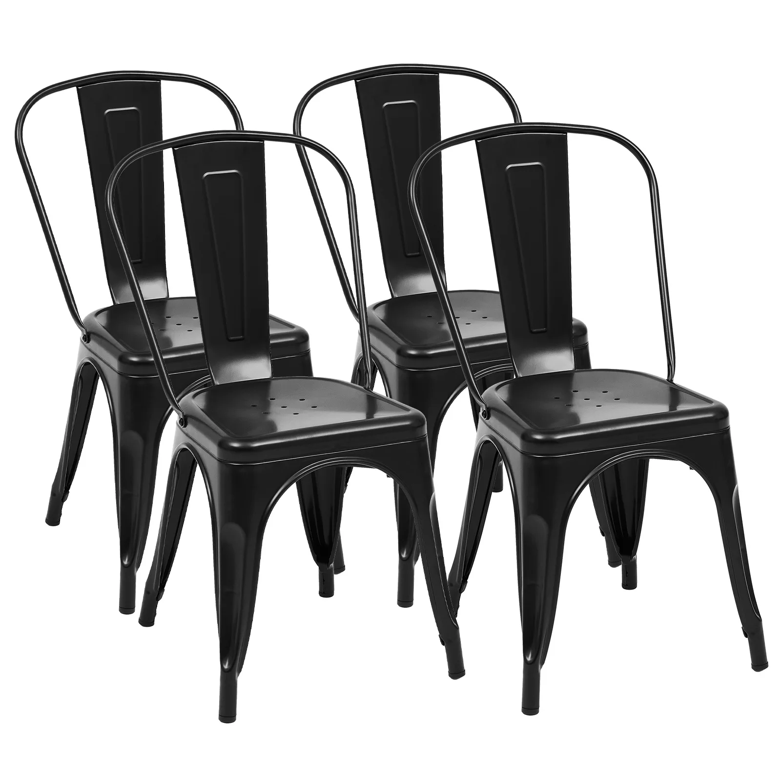JHK Metal Dining Chairs Set of 4 Patio Outdoor 300LBS Weight Capacity 18 Inch Stackable Restaurant Classic Trattoria Metal