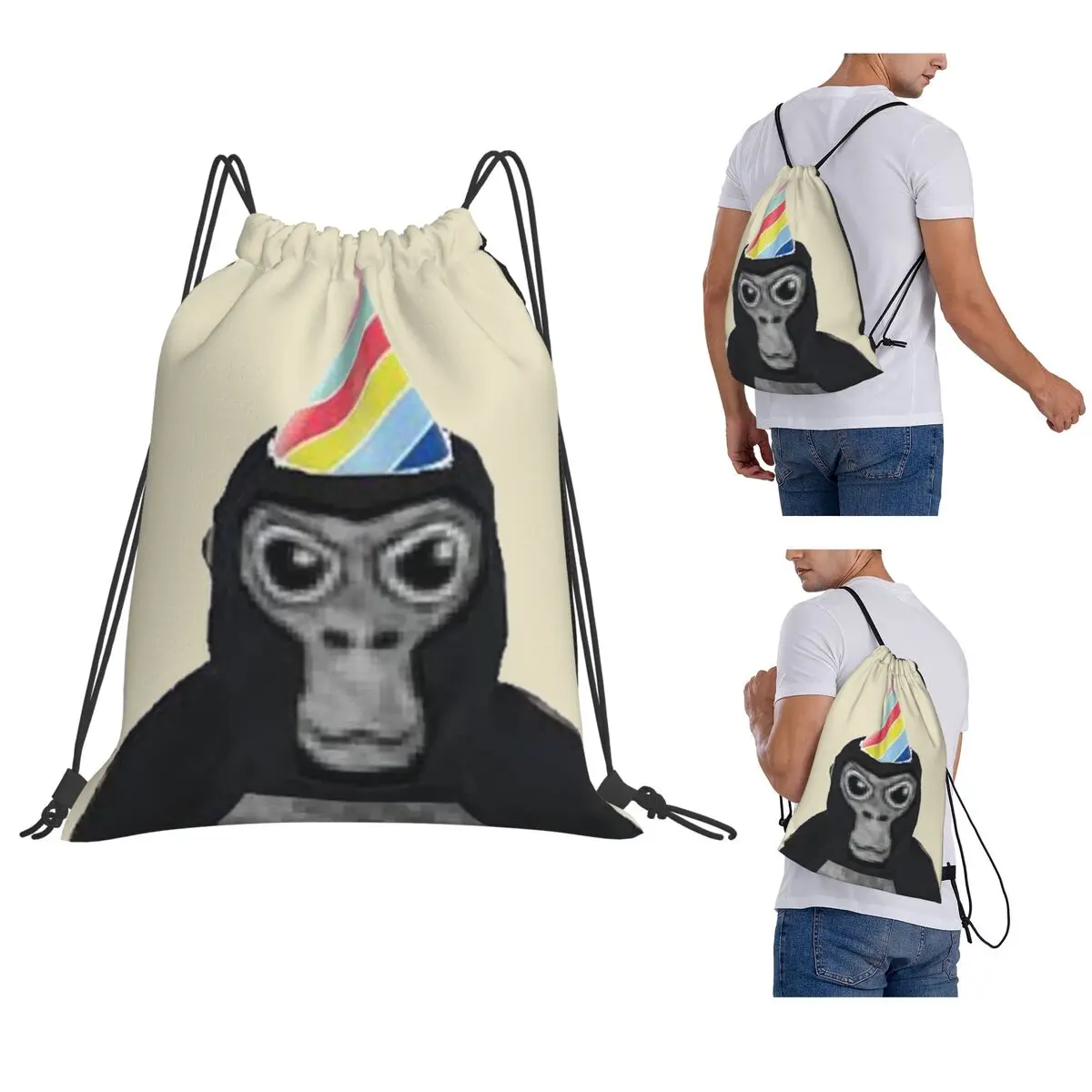 

Рюкзаки Gorilla Tag Monkey, многофункциональные портативные рюкзаки на шнурке, карманная спортивная сумка, сумки для книг для мужчин и женщин, школьные