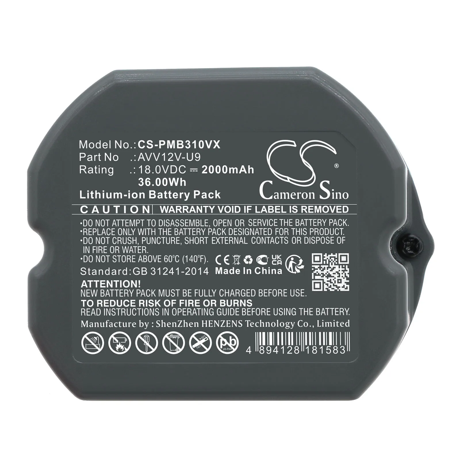 Li-ion Vacuum Battery for Panasonic,18.0v,2000mAh,MC-WDD91 WDD91 MC-6DD65 AVV12V-U9 MC-SB31J-H,AVV12V-U9