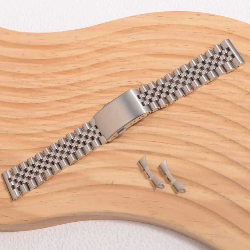 Straight Curved End Stainless Steel 20mm 22mm 24mm Silver Gold Black Jubilee Watch Strap Bands Bracelet