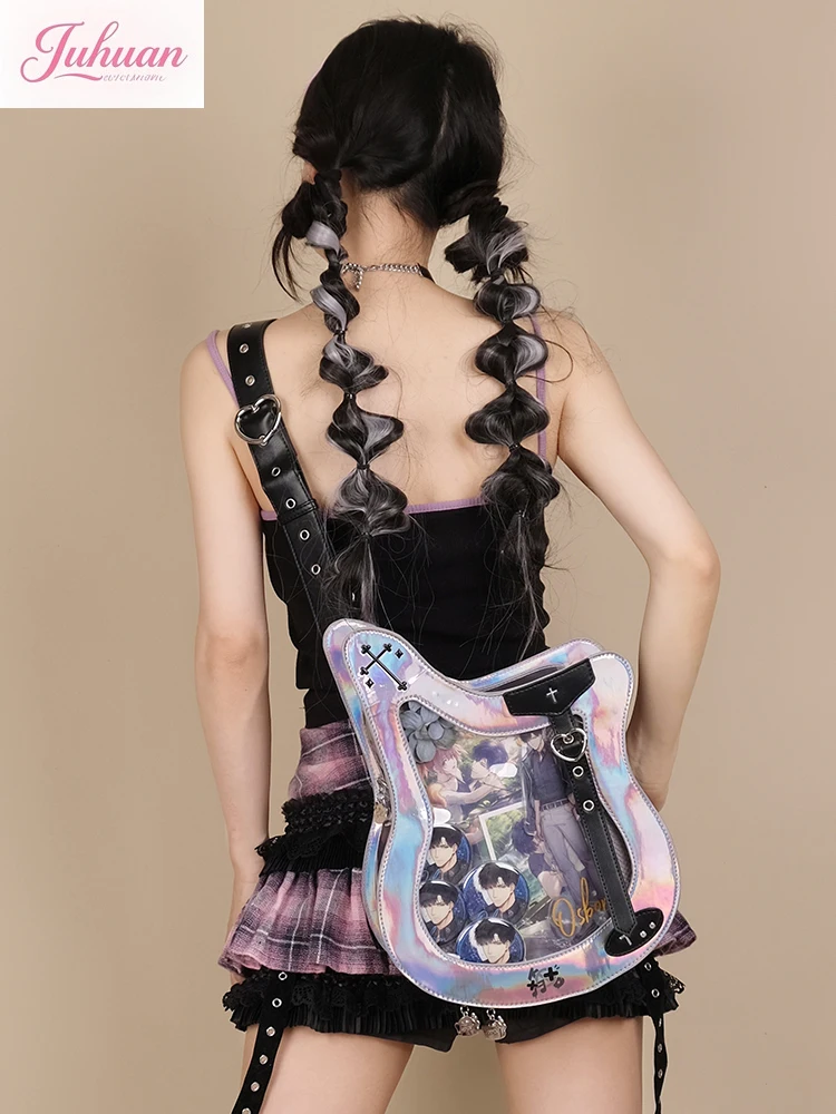 Original Design Bass Ltabag Laser Shoulder Messenger Bag Women's Bar Millet Tied Board Special-shaped Sweet Cool Guitar Bag Girl