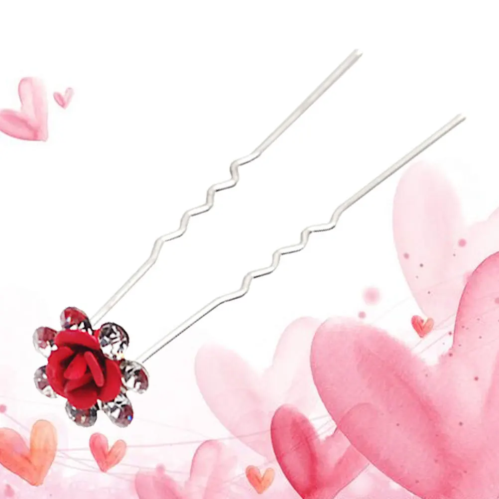 

12 шт., заколки для волос с цветами и стразами, свадебные заколки для подружки невесты, жемчужные U-образные заколки для волос, U-образные заколки для волос