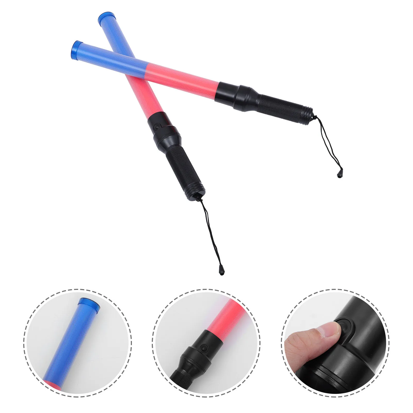 2Pcs Traffic Safety Baton LED Wand PVC ABS 3 Flash Modes Bright for Emergency Parking Traffic Control LED Safety Light